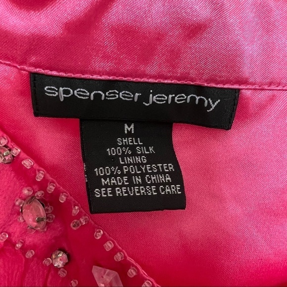 Spenser Jeremy Women's Tank Top Sleeveless Lined‎ Silk Embellished Pink M Bling - Picture 4 of 5